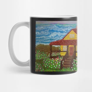 Little Yellow House by the Shore. Mug